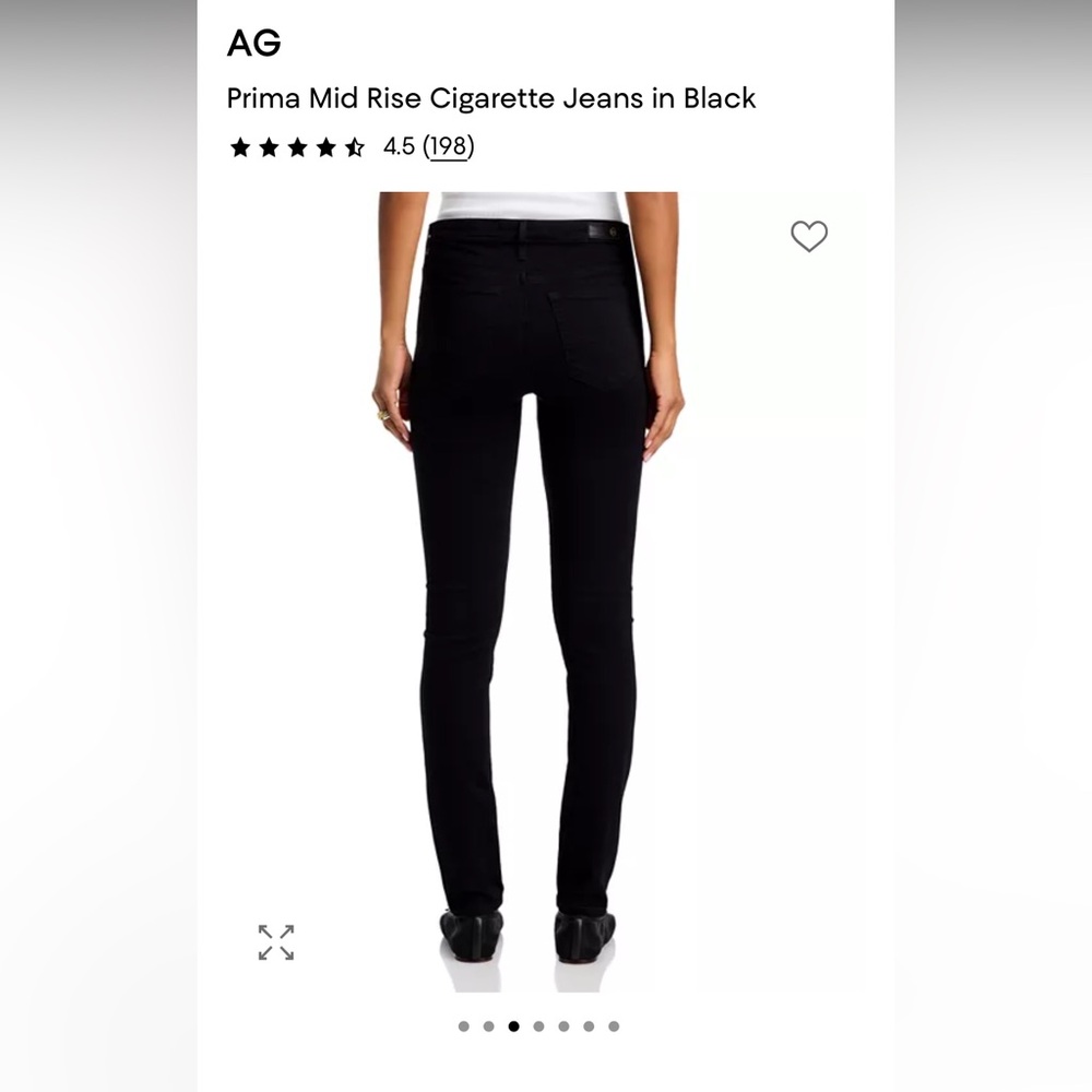 AG Prima Mid Rise Cigarette Jeans in Black Size 29